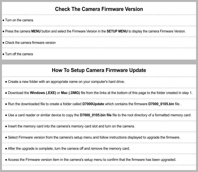 Nikon D7000 Firmware Update Install