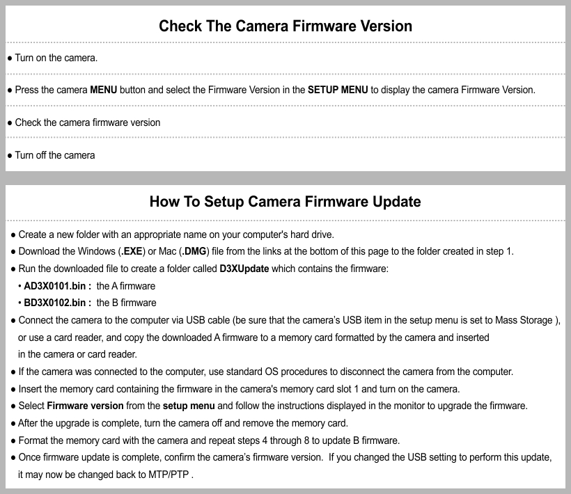 Nikon D3X Firmware Update Install